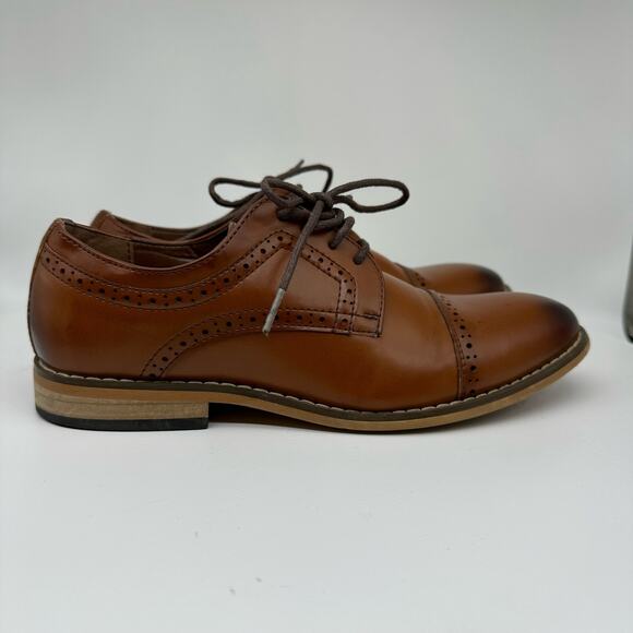 Stacy Adams Dickinson Cap-Toe Lace-up Oxford Cognac Brown Youth Boys Size 3 - Picture 5 of 16